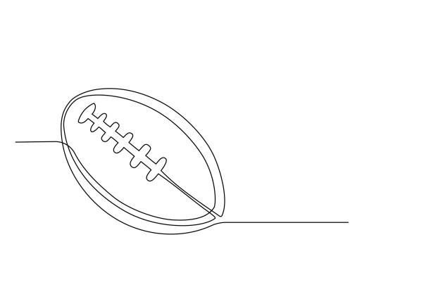 мяч для американского футбола в стиле одной непреры�вной линии. однолинейный рисунок мяча для регби. редактируемый рисунок обводки. логотип - football computer icon american football rugby stock illustrations