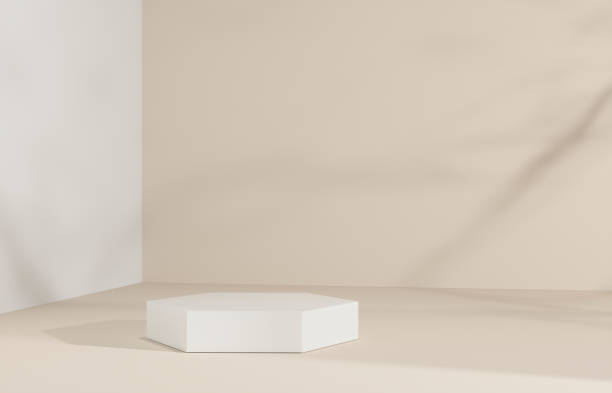 istock Product Podium - White Podium, Brown Background. 3D Illustration 1500084370