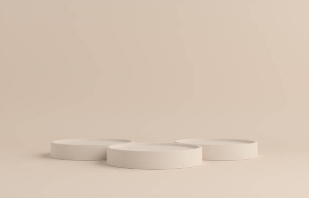 istock Product Podium - Three Beige Podiums, Beige Background. 3D Illustration 1500084632