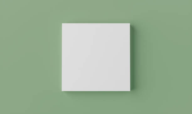 istock Product Podium - White Square Podium, Green Background, Flat Lay 3D Illustration 1500085630