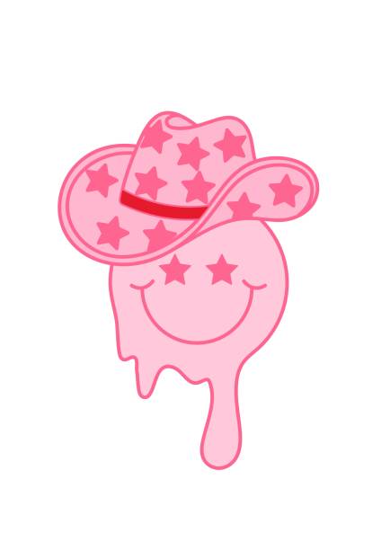 Fashion print with Cowboy Melting Smile. Cowboy western and hippie theme. Fashion print with Cowboy Melting Smile. Cowboy western and hippie theme. Hand drawn vector illustration. theme wild wild west stock illustrations