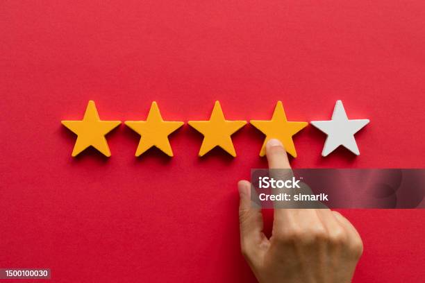 Five Star Rating Feedback Stock Photo - Download Image Now - Five Objects, Number 4, Satisfaction