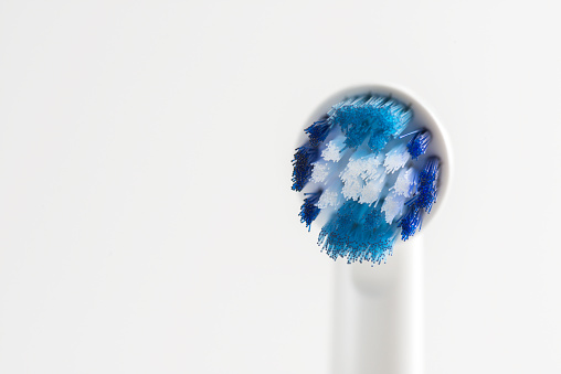 Round toothbrush  of electrical toothbrush on white background.