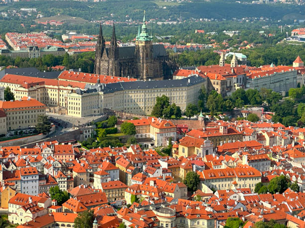 Rooftop View of Prague Castle Quarter stock photo