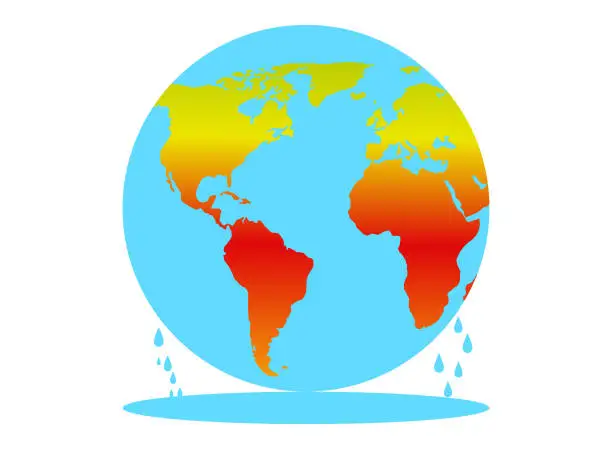 Vector illustration of Concept of global warming, represents that the planet is melting