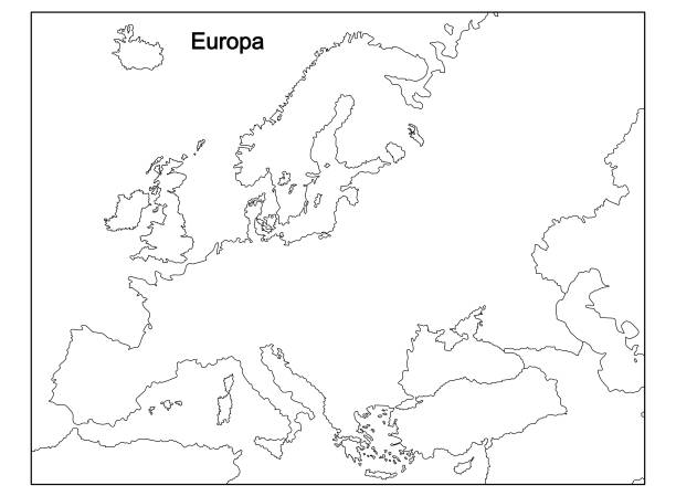 mapa europy czarno na białym, szkoła, bez podziałów politycznych, bez nazw - outline mexico flat world map stock illustrations