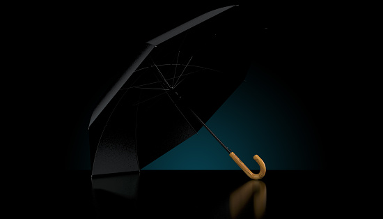 Umbrella on black background. 3d illustration