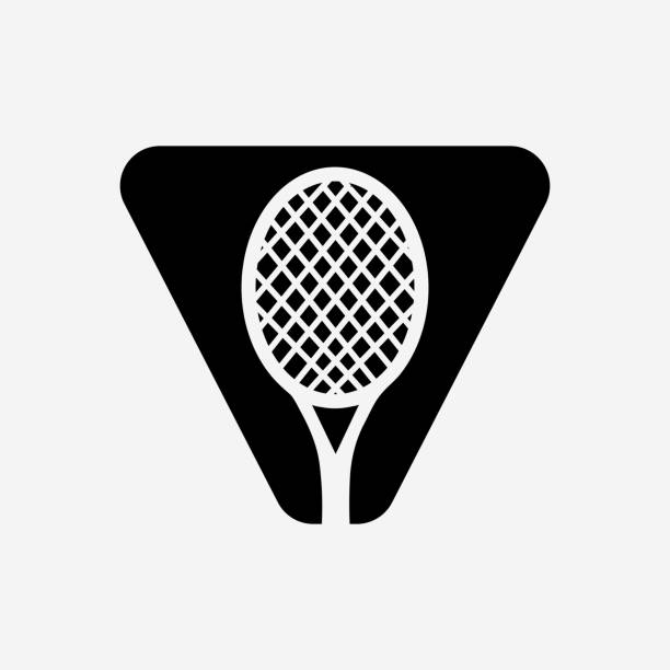 ilustrações, clipart, desenhos animados e ícones de letra v padel tennis logo. design do logotipo da raquete de padel. símbolo do clube de tênis de mesa de praia - tennis court tennis ball table tennis