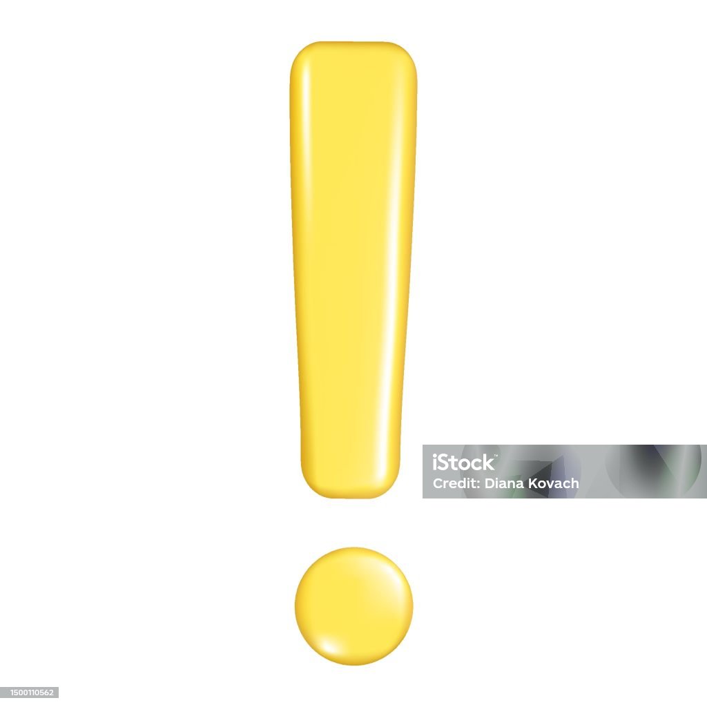 Realistic 3d Yellow Exclamation Mark Decorative 3d Warning Element ...