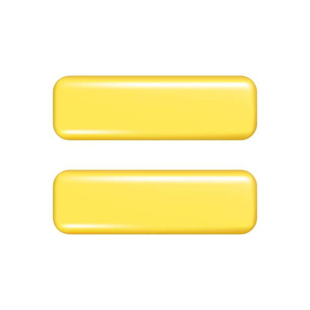 realistyczny żółty znak równości 3d. dekoracyjny wynik 3d element, edukacja matematyka ikona, symbol równości matematycznej. abstrakcyjna ilustracja wektorowa izolowana na białym tle - znak równości stock illustrations