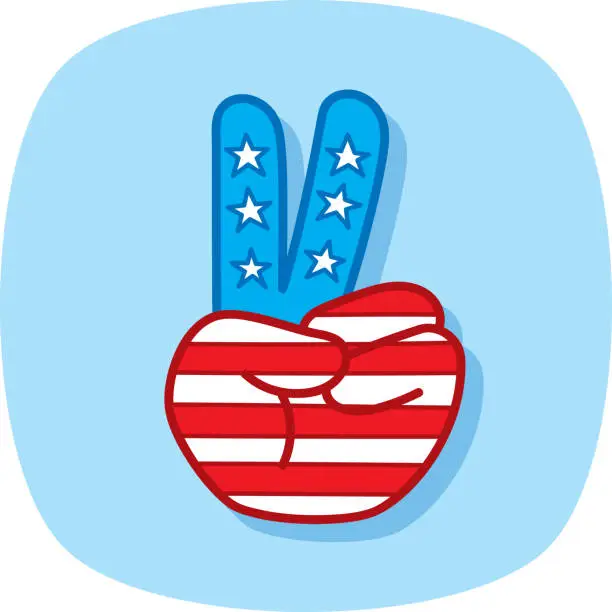 Vector illustration of Peace Sign USA Doodle 1