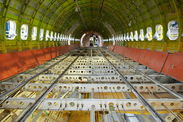 Maintenance Airplane under heavy maintenance. fuselage stock pictures, royalty-free photos & images