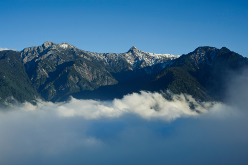 Panoramic views of golden snow mountain in yushan national park,Taiwan,asia.