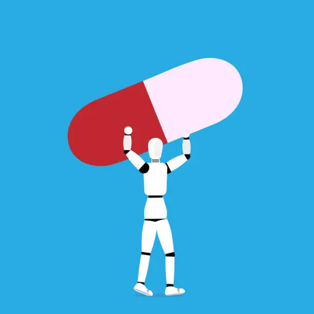 Vector illustration of AI in pharmaceutical industry