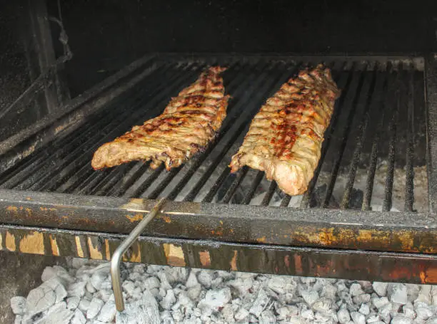 grilled pork meat outdoors in a restaurant