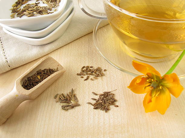 Fennel anise caraway tea stock photo