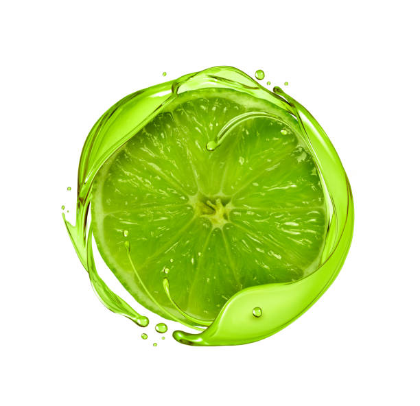 istock Half of a lime with a splashes of juice isolated on a white background 1500155006