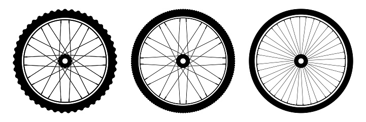 Bicycle Wheels. 3 Types of Bike Wheel. Vector illustration