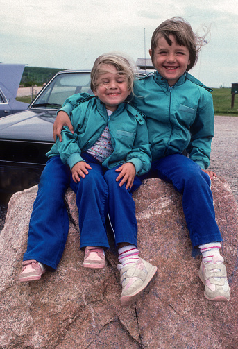 Cape Breton Highlands NP - Sisters on a Rock - 1985. Scanned from Kodachrome 64 slide.