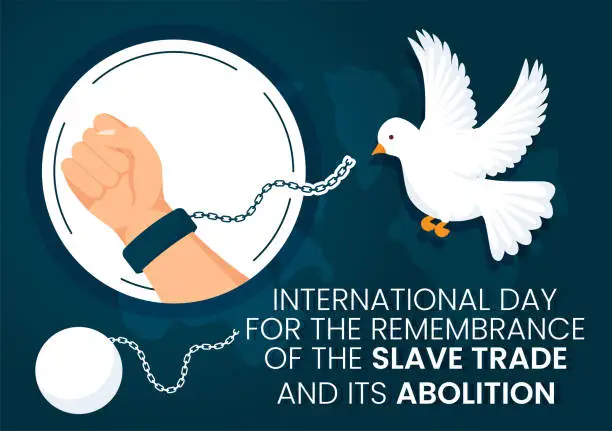 Vector illustration of International Day of the Remembrance of the Slave Trade and its Abolition Vector Illustration on 23 August with Handcuff and Dove Bird in Templates