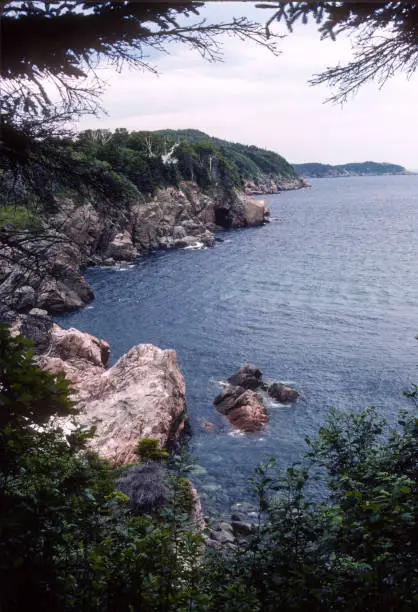 Cape Breton Highlands NP - Rocks & Shore - 1985. Scanned from Kodachrome 64 slide.