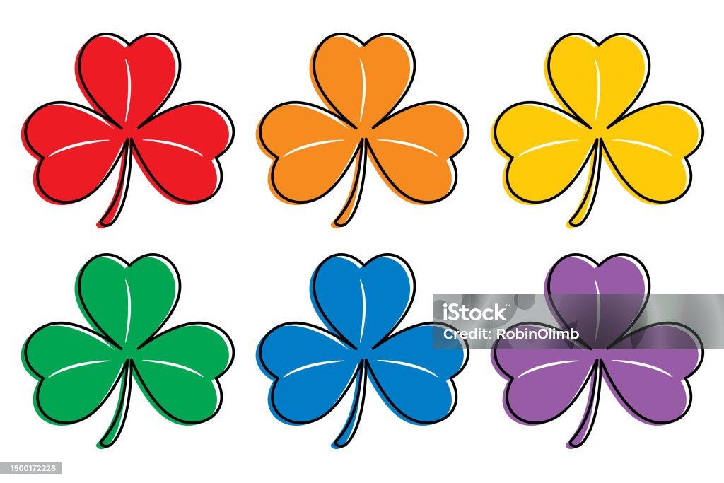 Colorful Clover Tree Multi Colored Clover Leaves Stock Illustration - Download Image Now ...