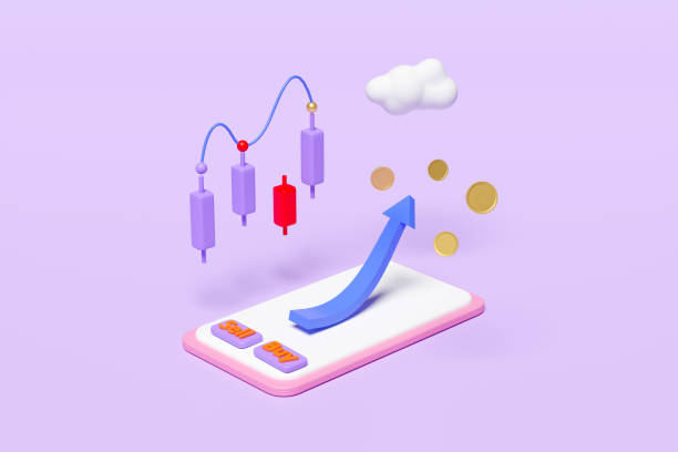 istock mobile phone, smartphone with charts and graph, analysis business financial data, Online marketing, cloud, coins isolated on purple background. 3d illustration or 3d render, clipping path 1500176796