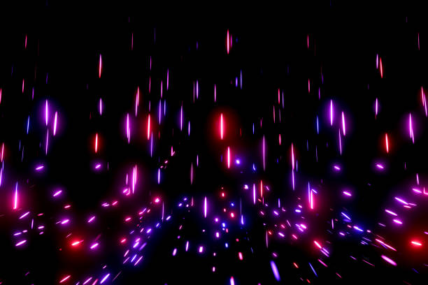 istock purple pink light streaks, bright neon rays, transfer data network, stage screen background concept. 1500178491