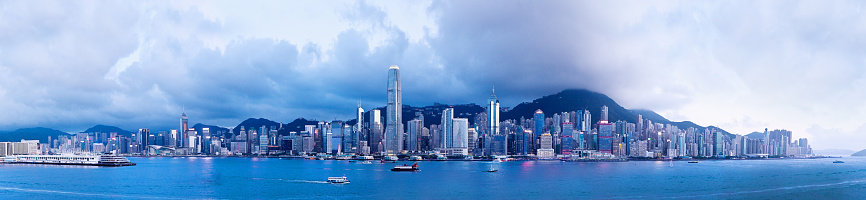 Hong Kong, night, view, city