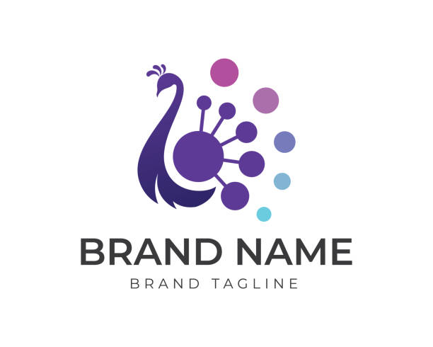 peacock techno logo logo combination shaped from peacock logo and technology logo. peacock stock illustrations