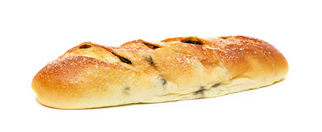 Soft Raisin Bread isolated on white background