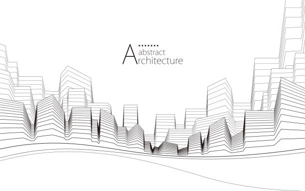 Abstract Architectural Modern Urban Line Drawing - ilustração de arte vetorial