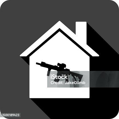 istock House Machine Gun Icon Silhouette 1500189423