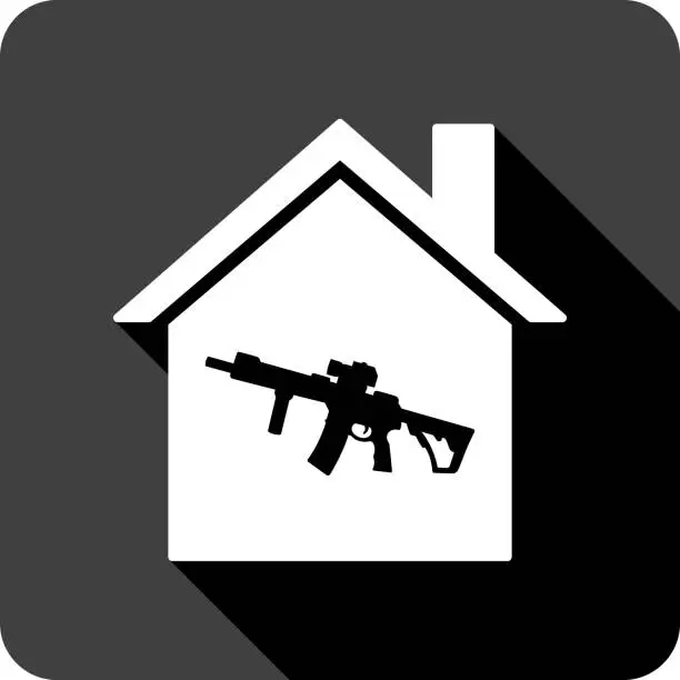 Vector illustration of House Machine Gun Icon Silhouette