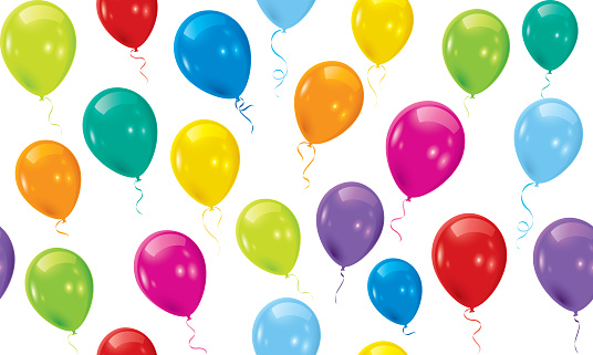 Seamless colorful birthday party balloons on white background vector illustration