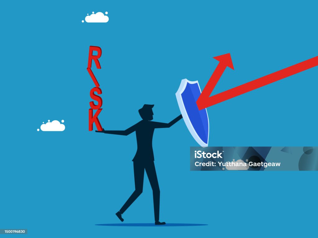 Shield And Risk Risk Protection Man With Shield Hedging Against Arrow Attack Stock ...