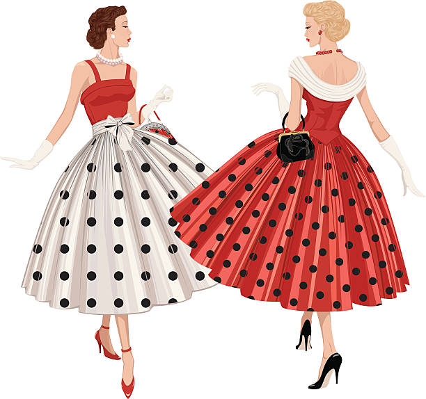 Two fashion women vector art illustration