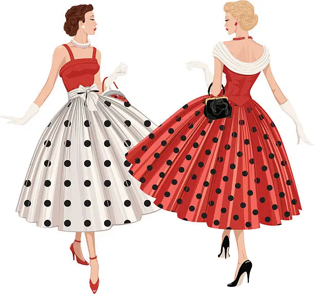 Vector illustration of Two fashion women