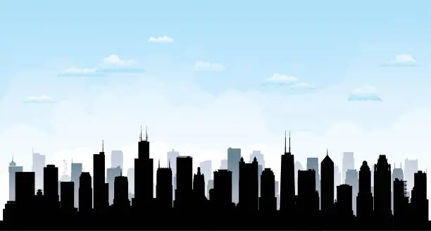 Vector illustration of Chicago (All Buildings Are Complete and Moveable)