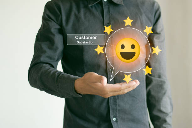 istock Male hand pointing finger rating satisfaction service satisfaction concept 1500205595