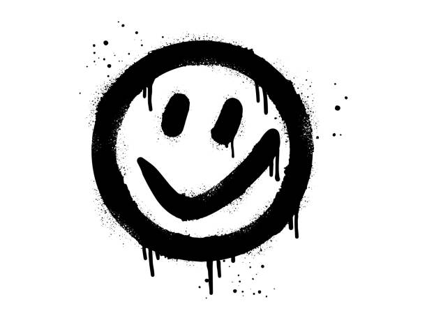 istock smiling face emoji character. Spray painted graffiti smile face in black over white. isolated on white background. vector illustration 1500208703