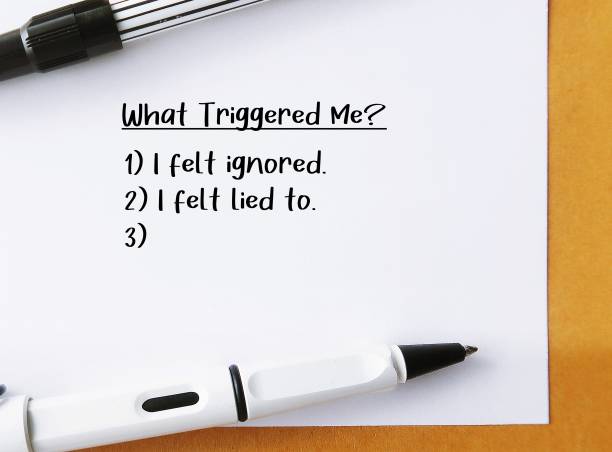 istock Note paper with handwritten text WHAT TRIGGERED ME? with list to Identify what triggerred or escalated the interaction in you to figure out how to make it better 1500215609