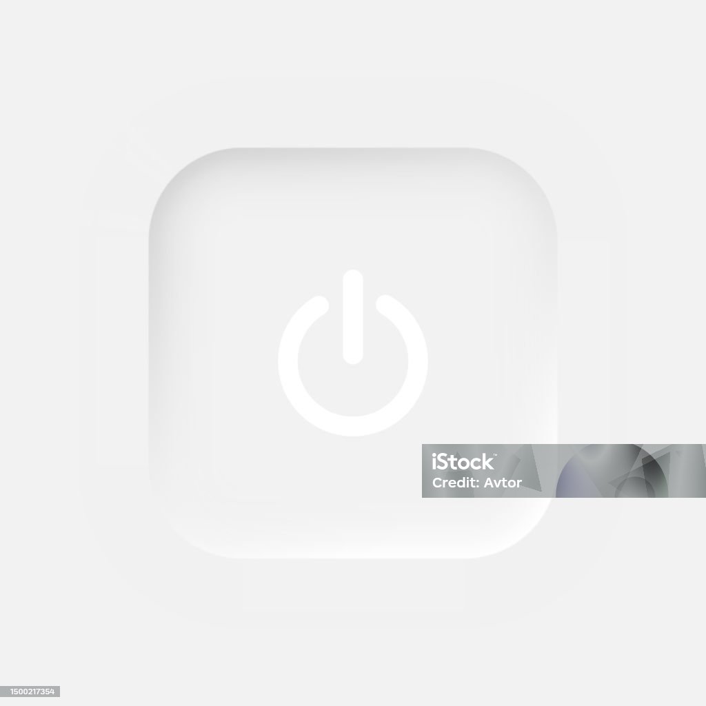 Square Power Button On A White Background User Interface Elements In ...