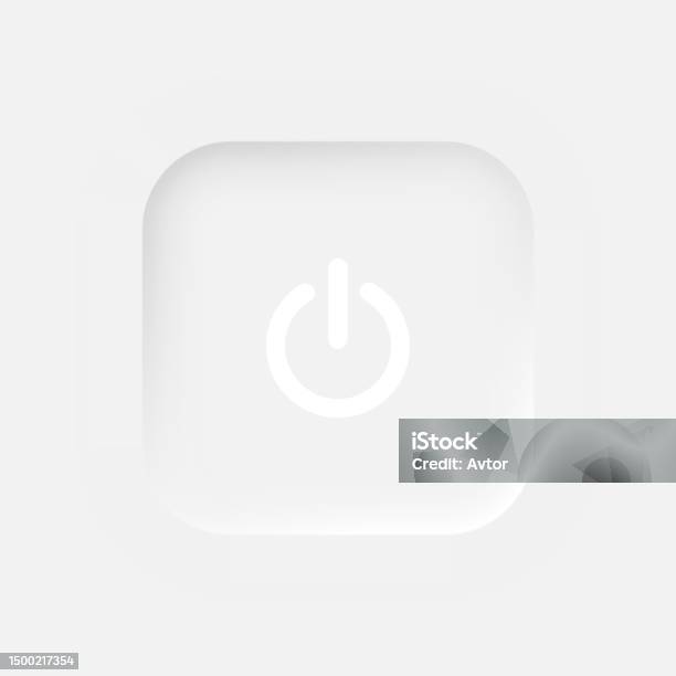 Square Power Button On A White Background User Interface Elements In ...