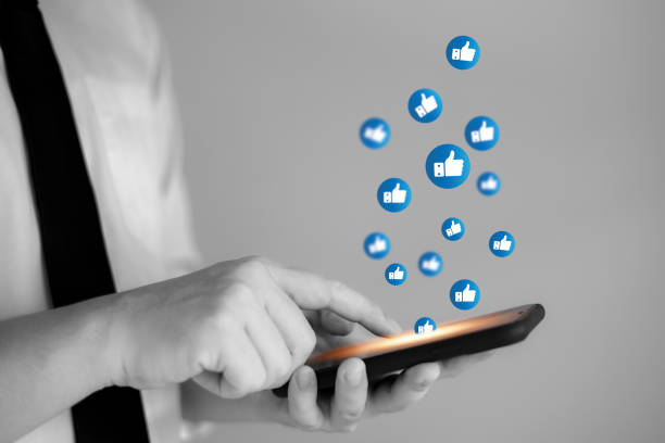 Businessman using smartphone, social media concept