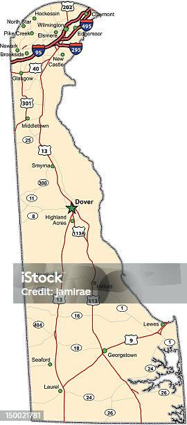 Ilustración de Delaware Highway Mapa Vector y más Vectores Libres de Derechos de Delaware - Delaware, Mapa, EE.UU.