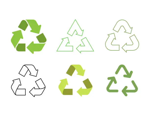 Vector illustration of Icon set recycle of environmental problem, green energy saving on white background. Vector design illustration.