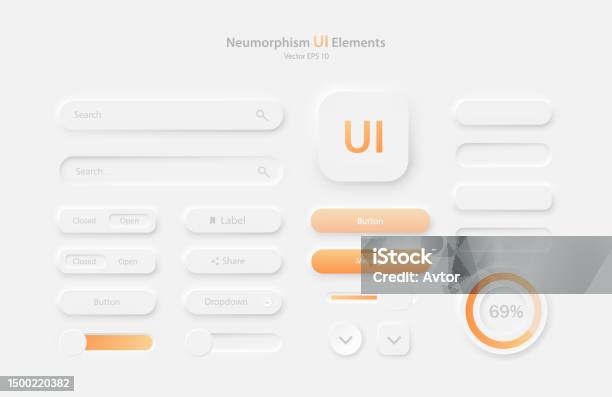 A Collection Of User Interface Elements For A Mobile Application In ...