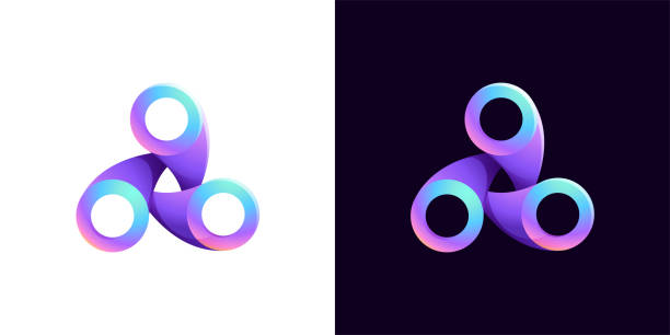 Multicolor fintech symbol. Abstract gradient triangle icon. Infinity rotation emblem. Vector colorful triple sign. Multicolor fintech symbol. Abstract gradient triangle icon. Infinity rotation emblem. Vector colorful triple sign. Perfect for blockchain app, vibrant branding, banking identity, e-commerce business. colorful yin yang stock illustrations