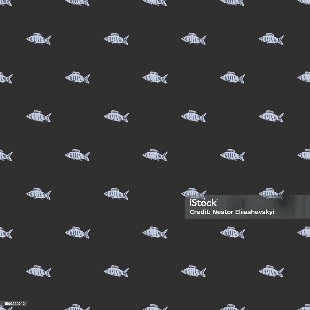 Small Fish Pattern Background Seamless Fish Pattern Drawn Fish Background Seafood Illustration Stock ...